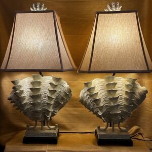 Set of Vintage Ruffled Clamshell Lamps